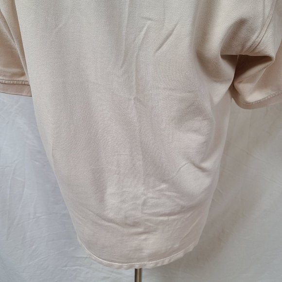 Izod Silk Wash Mens Large Ivory Short Sleeve 2 Button Pullover Logo Polo Shirt - Picture 8 of 12